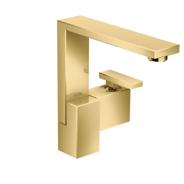 Axor Edge Смеситель для раковины высокий на 1 отверстие с донным клапаном, цвет: полированное золото 46020990