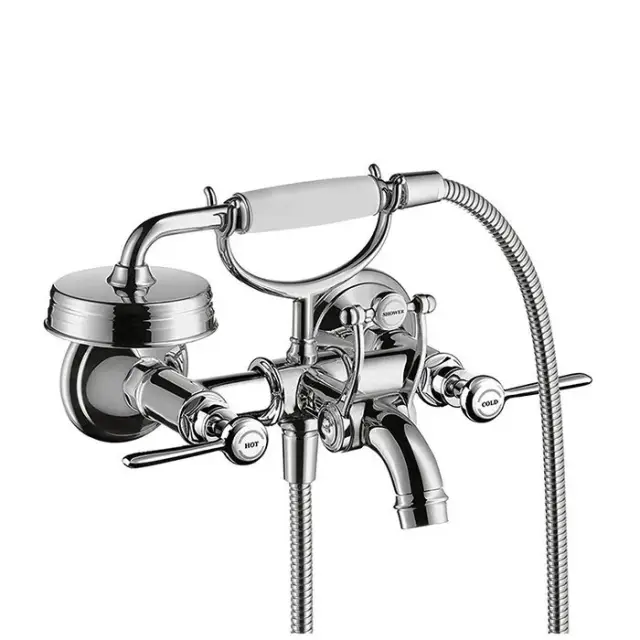 Axor Montreux Смеситель для ванны, 2 рычага, ручной душ, шланг, излив 22,4 см, цвет: хром 16551000