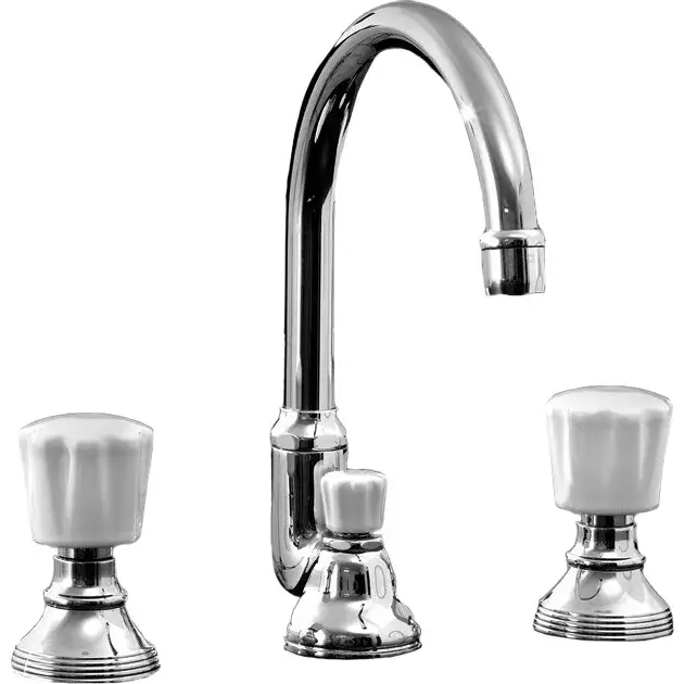 Devon&Devon Morris Смеситель для раковины высокий 24,5h см, ручки белые, цвет: хром DDMR301ACR