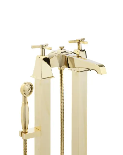 Devon&Devon Time Смеситель для ванны с ножками, лейкой и шлангом, цвет: светлое золото 2TIME235OT