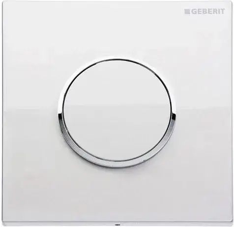 Geberit Sigma 10 Кнопка смыва для писсуара, пневмопривод, пластик цвет: белый, окантовка хром глянец 116.015.KJ.1