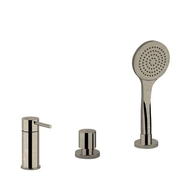 Gessi Emporio Via tortona Смеситель на борт ванны, на 3 отв., с ручным душем, цвет: Finox Br Nickel 18643#149