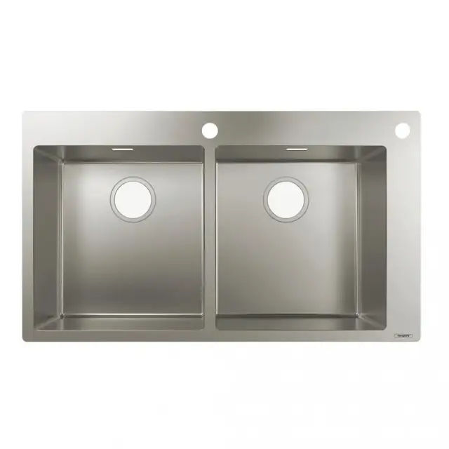 Hansgrohe S71 Кухонная мойка встраиваемая сверху 2 чаши 86,5x50 см, цвет: нержавеющая сталь 43311800