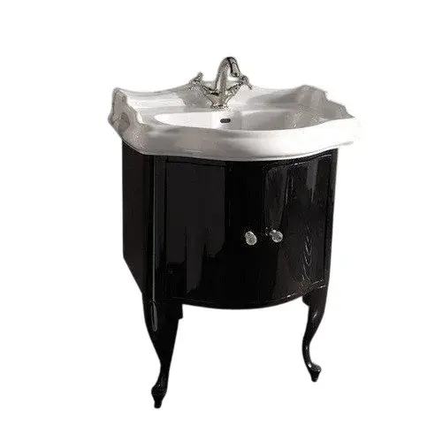 Kerasan Retro Тумба под раковину на 69 см, напольная, с 2мя дверцами, цвет: Nero lucido/Cromo 7361K1
