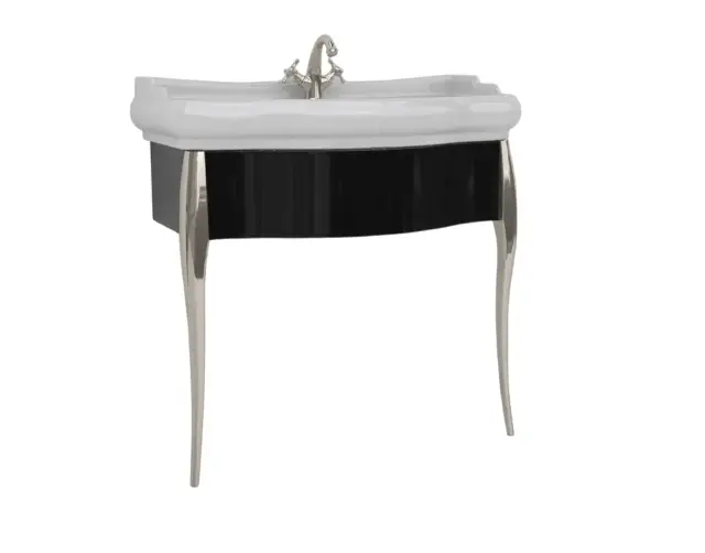 Kerasan Retro Консоль под раковину, напольная 73x54 см, с 2-мя нож., цвет: Laccato nero lucido/Cromo 7362K2