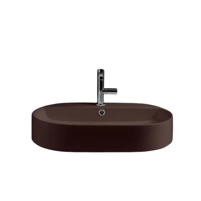 Kerasan Ciotola Раковина чаша 65x40x12h см, с переливом, и отверстием под смес., цвет: Borgogna matt 028575 Borgogna matt