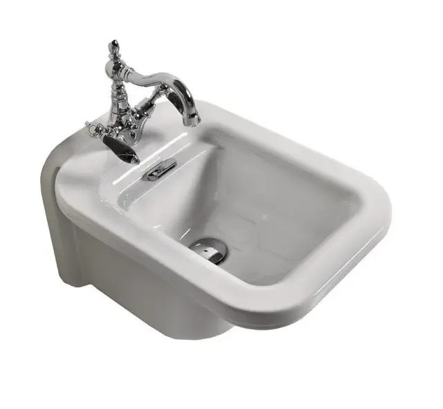 Kerasan Waldorf Биде подвесное 55x37 см, с 1 отв. под смес., перел и заглушкой, цвет: Bianco/Cromo 4125K1bi/cr*1