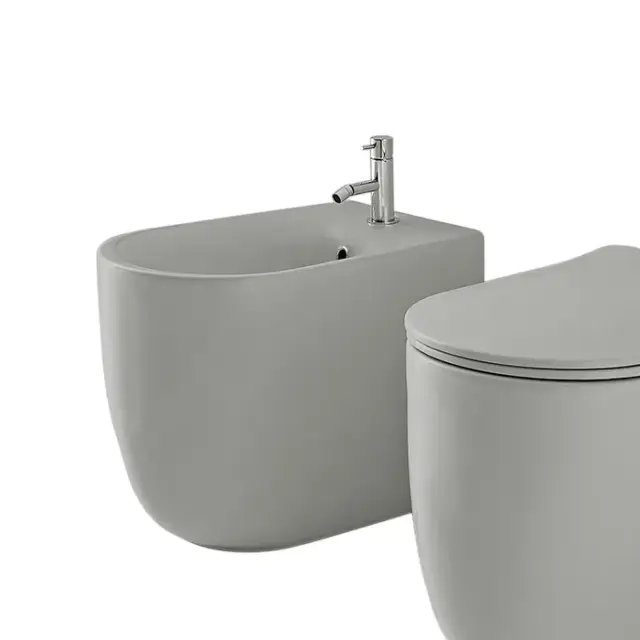 Kerasan Nolita Биде напольное 55x35 см, с 1 отвер. под смес., с перел. и креп., цвет: Grigio matt 532059*1