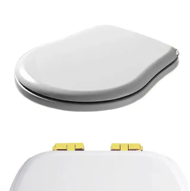 Kerasan Retro Крышка-сиденье для унитаза, с микролифтом, крепление золото, цвет: Bianco lucido 108701