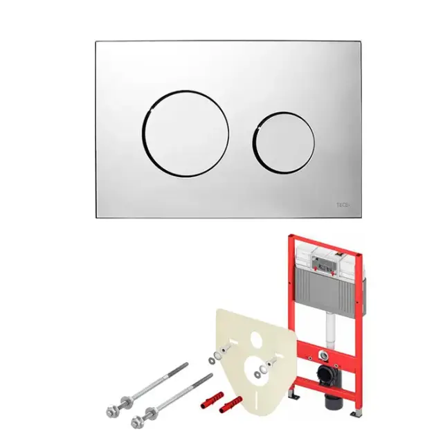 Tece Base Инсталляция для унитаза 4 в 1 с кнопкой смыва, креплением и шумоиз., цвет: хром глянцевый K440921