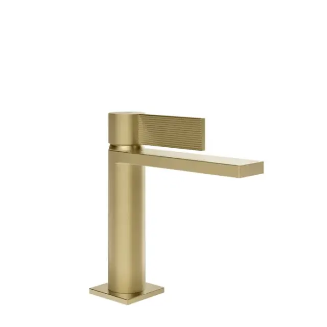 Gessi Inverso Rigato Смеситель для раковины, с д/к, длина излива 12,6 см, цвет: brushed brass PVD 73551#727
