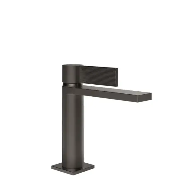 Gessi Inverso Rigato Смеситель для раковины, с д/к, дл. излива 12,6см, цвет: black metal brushed PVD 73551#707