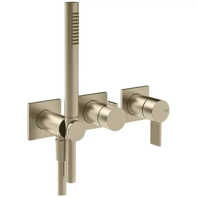 Gessi Inverso Rigato Смеситель для душа встраиваемый, с ручным душем, цвет: warm bronze brushed PVD 73536#726