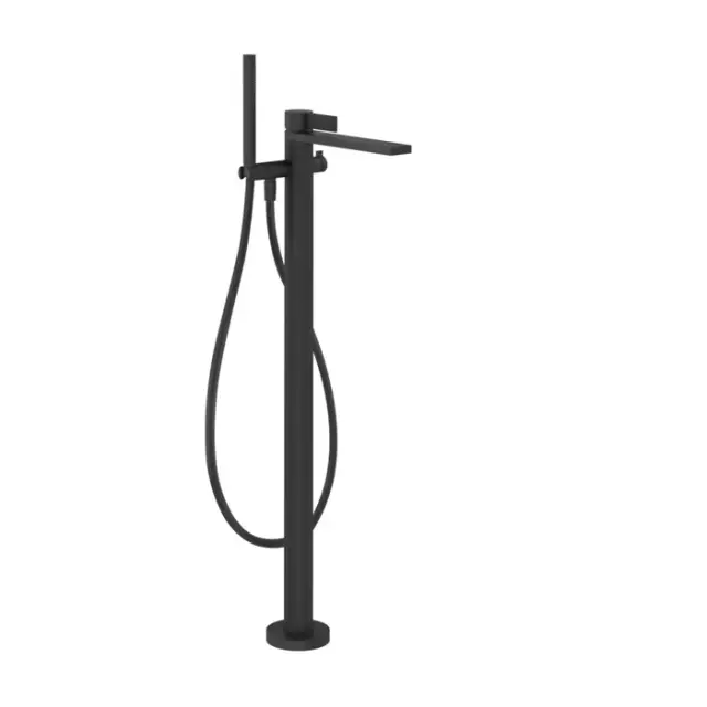Gessi Inverso Diamantato Смеситель для ванны напольный с душевым набором, цвет: matte black 73628#299