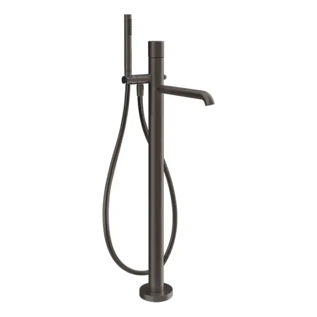 Gessi Habito Смеситель для ванны напольный с душевым набором, цвет: black metal brushed PVD 70628#707