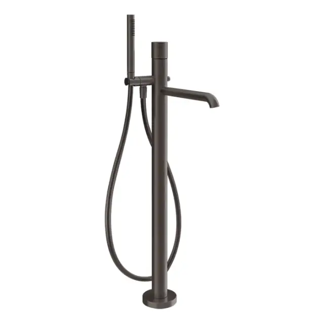 Gessi Habito Смеситель для ванны напольный с душевым набором, цвет: black metal brushed PVD 70428#707