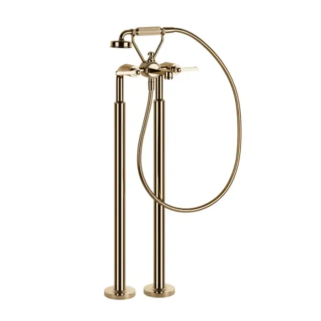 Gessi Venti20 Смеситель для ванны напольный с душевым набором, цвет: warm bronze PVD 65128#735