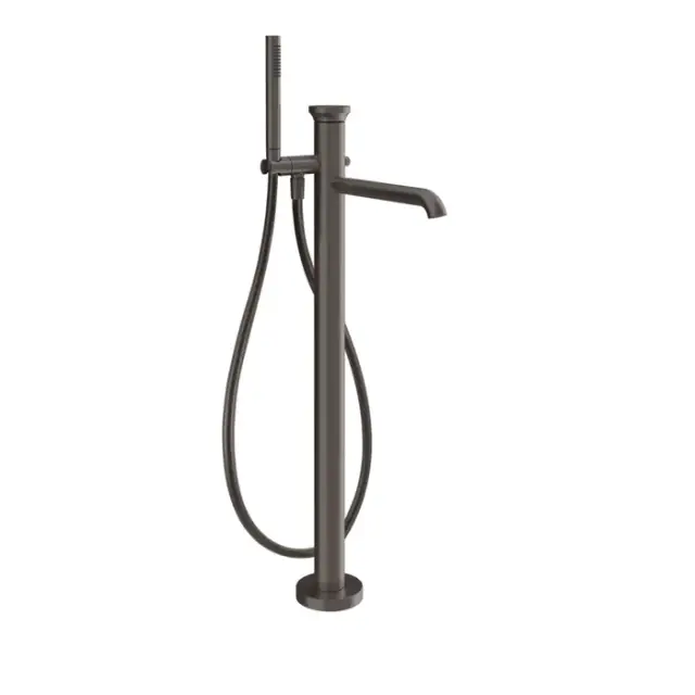 Gessi Origini Смеситель для ванны напольный с душевым набором, цвет: black metal brushed PVD 66028#707