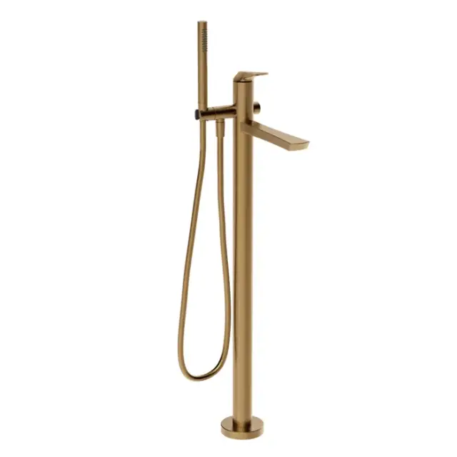 Gessi Ventaglio Смеситель для ванны напольный с душевым набором, цвет: warm bronze brushed PVD 72028#726