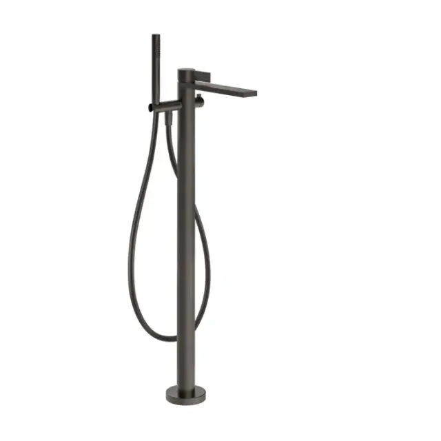 Gessi Inverso Rigato Смеситель для ванны напольный с душевым набором, цвет: black metal brushed PVD 73528#707