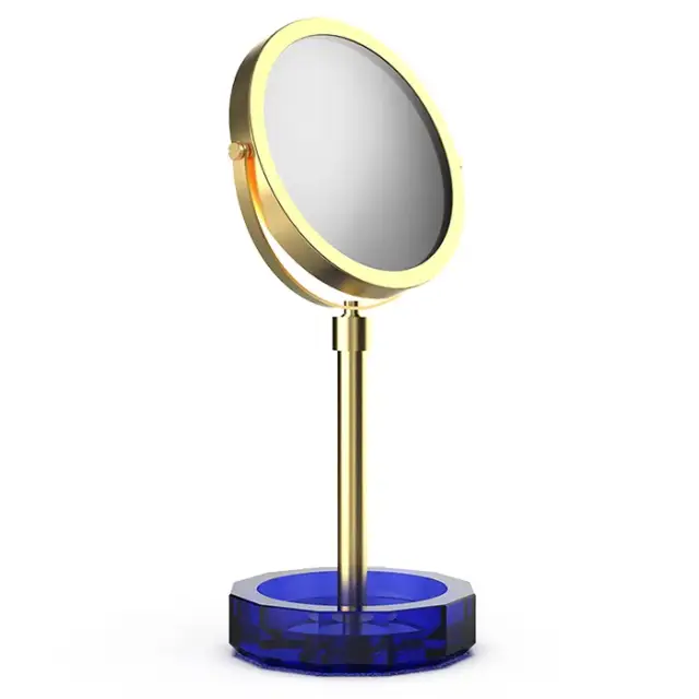 Decor Walther Kristall KSA Косметическое зеркало, 5x увеличение d15 см, цвет: синий/золото 0941995