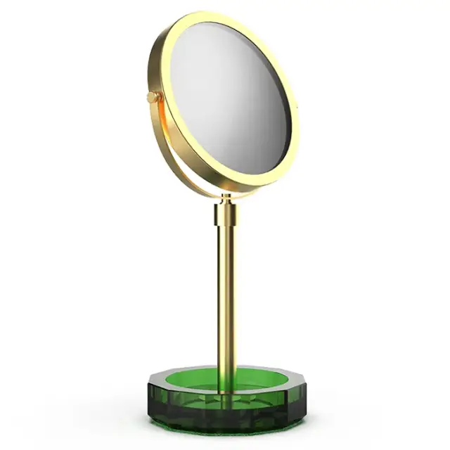Decor Walther Kristall KSA Косметическое зеркало, 5x увеличение d15 см, цвет: зеленый/золото 0941996