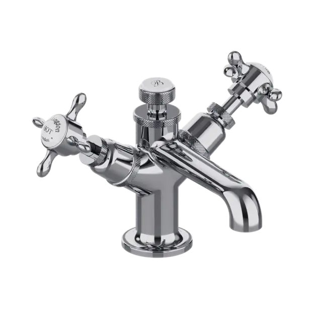 Burlington Guild Смеситель для раковины на 1 отверстие без д/к, излив 5h см, цвет: хром/белый глянец GU110DNC