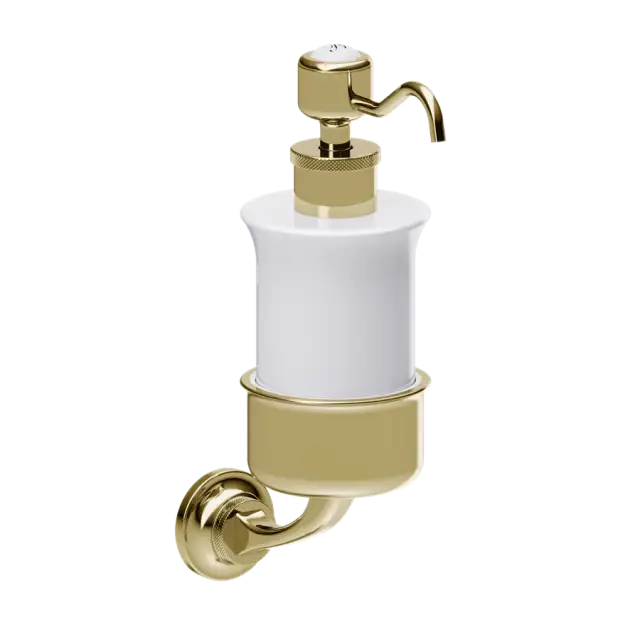 Burlington Guild Дозатор жидкого мыла, подвесной, керамическая колба, цвет: золото глянцевое GU011G