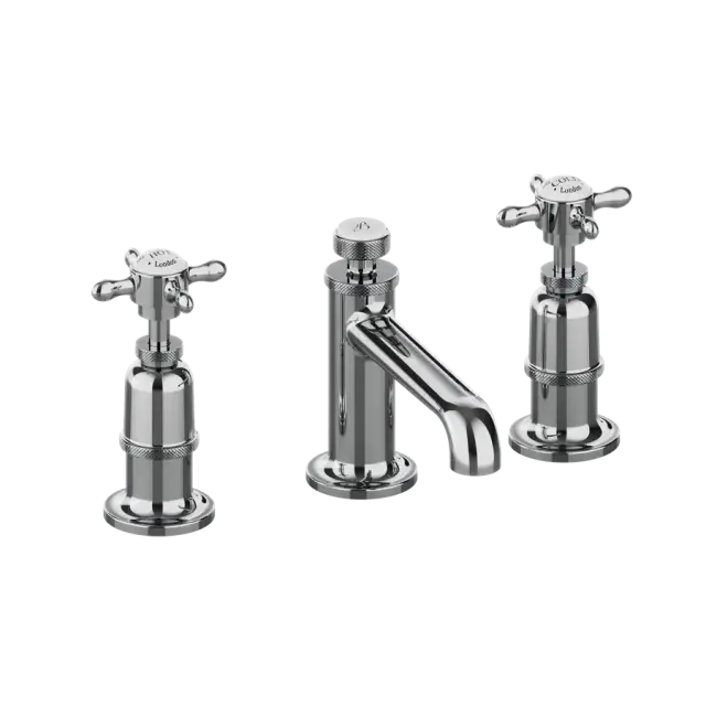 Burlington Guild Смеситель для раковины на 3 отверстия, излив 5,2h см, цвет: хром/белый гляцец GU135DNC