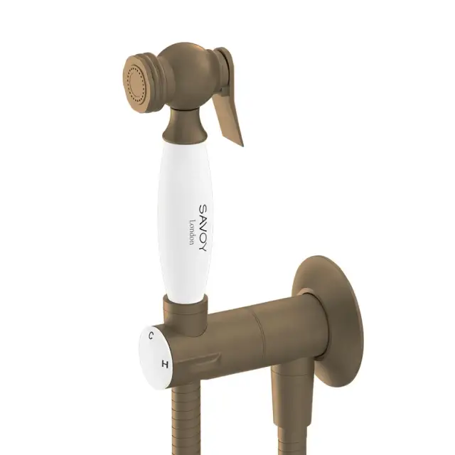 Burlington Гигиенический душ с прогрессивным смесителем и встраиваемой частью, цвет: бронза брашир. SV63 BR