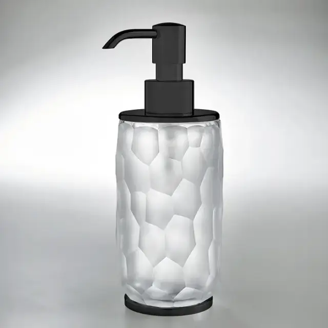 3SC Nest Дозатор для жидкого мыла, настольный, цвет: прозрачный хрусталь/никель черный матовый