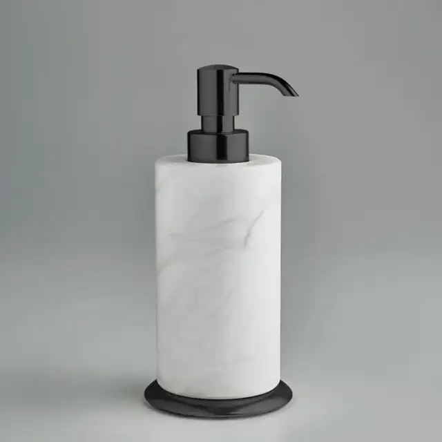 3SC Baster Round Дозатор для жидкого мыла, настольный, цвет: алебастр/никель черный матовый