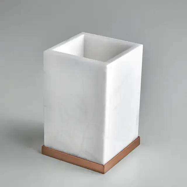 3SC Baster Square Стакан настольный, цвет: алебастр/Warm Brushed Bronze PVD