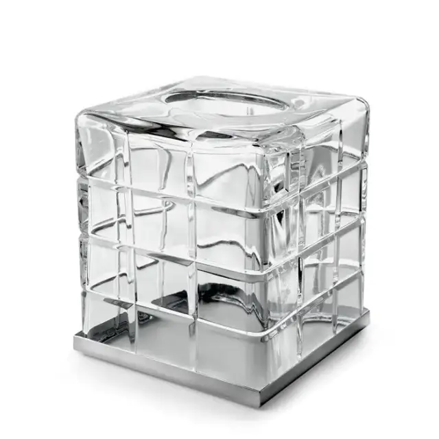 3SC Palace Контейнер для бумажных салфеток настольный 13хh15х13 см, цвет: прозрачный хрусталь/никель сатинированный черный матовый