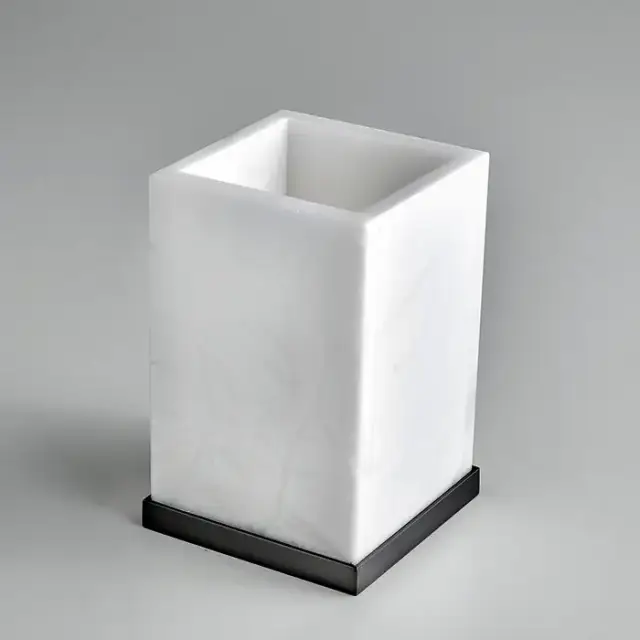 3SC Baster Square Стакан настольный, цвет: алебастр/никель черный матовый