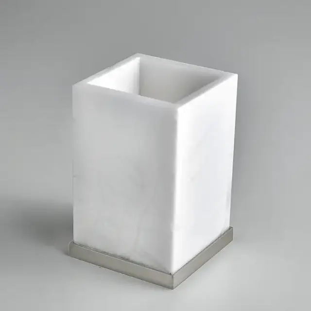 3SC Baster Square Стакан настольный, цвет: алебастр/никель сатинированный матовый