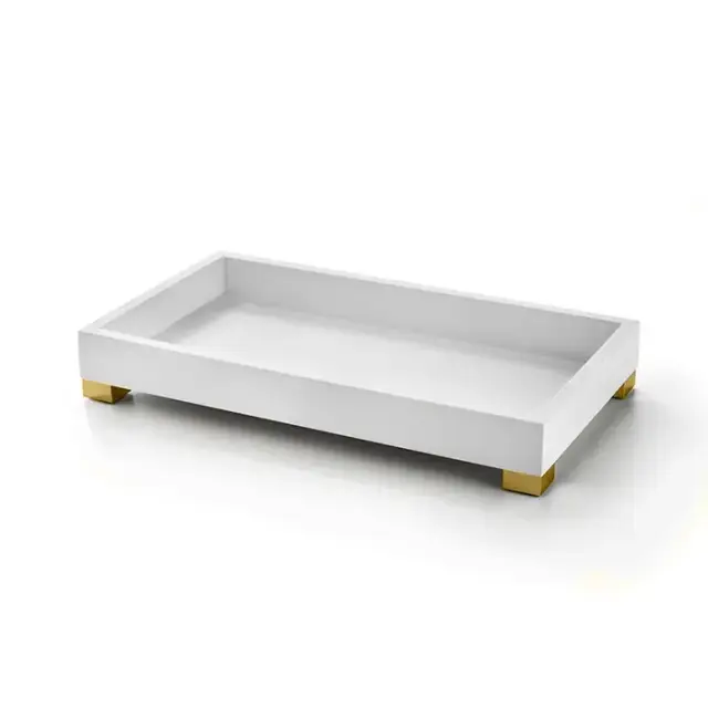 3SC Bemood Поднос 27.5х15х4см., настольный, цвет: белый/золото