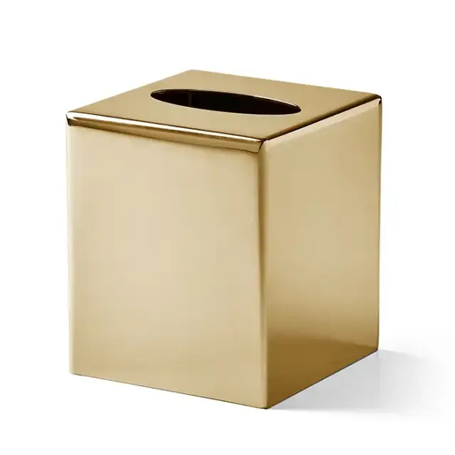 3SC Metal Tonda Контейнер для бумажных салфеток, 12х12хh14 см, настольный, цвет: золото 24к. Lucido