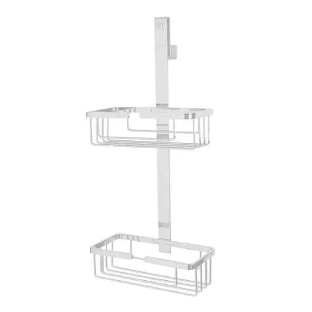 3SC APPY Полочка-корзинка двойная 25х12хh57см, подвесная на стекло, цвет: белый матовый