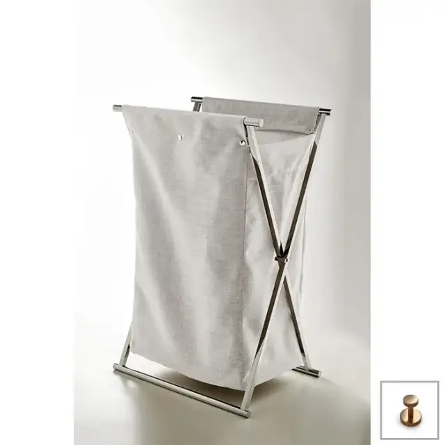 3SC Double Face Корзина для белья 50х80х36см., раскладная, цвет: белый хлопок/Warm Brushed Bronze PVD