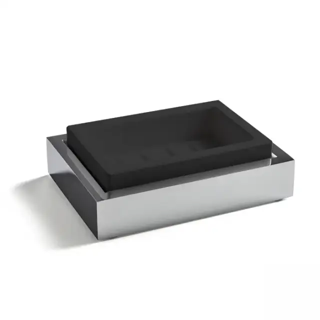 3SC SK 3.0 Мыльница настольная, композит Solid Surface, цвет: чёрный/хром