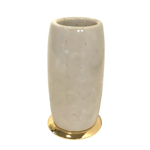 3SC Elegance Стакан настольный, цвет: мрамор botticino/золото 24к. Lucido