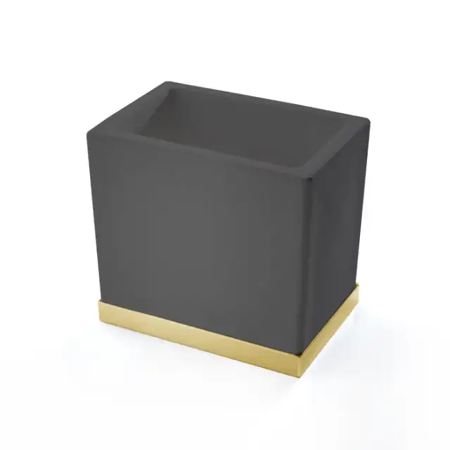 3SC Mood Deluxe Black Стакан настольный, композит Solid Surface, цвет: чёрный матовый/золото 24к.