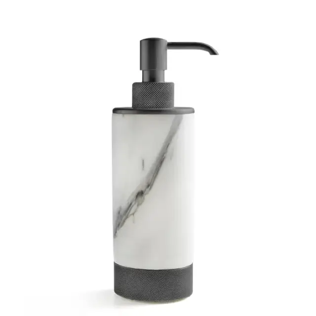 3SC Apuana 2.0 Дозатор настольный d6,5хh21 см, цвет: мрамор White Statuario/никель черный матовый