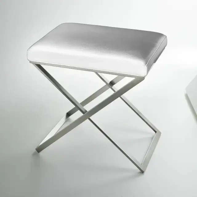 3SC Lino&Lone Стул с сиденьем из гладкой кожи 50хh50х36 см, цвет: белая кожа/никель сатинированный матовый