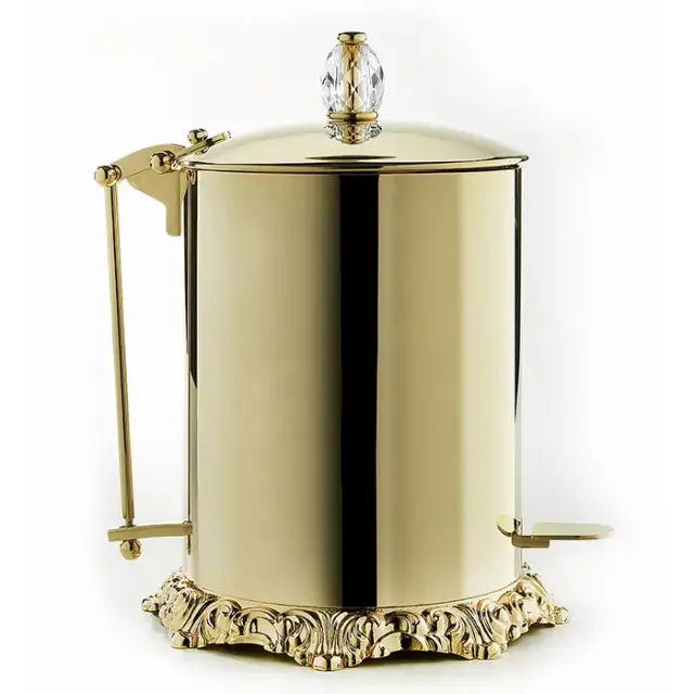 3SC Bally Ведро с крышкой, педалью, soft close, ручка Swarovski, цвет: золото 24к. Lucido