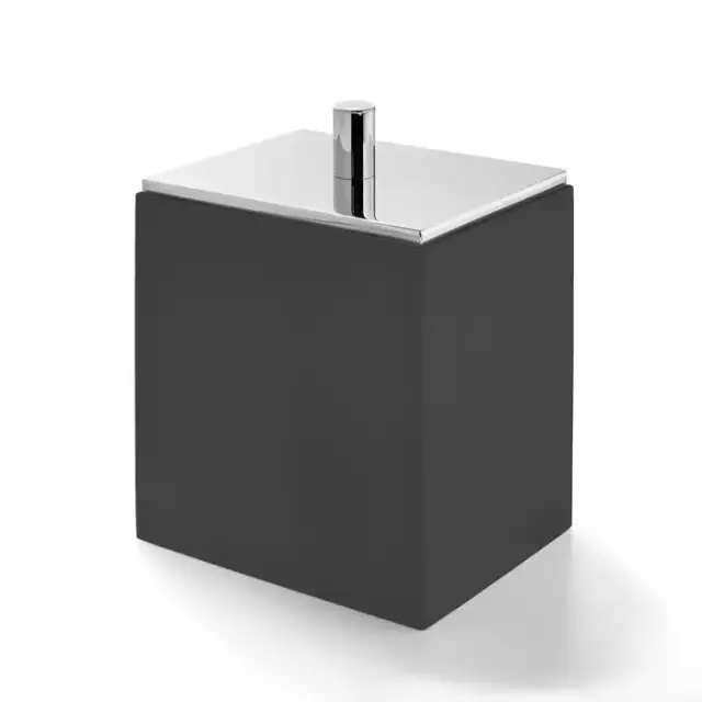 3SC BeMood Black Контейнер с крышкой настольный 10хh12,5х8 см, цвет: черный/хром