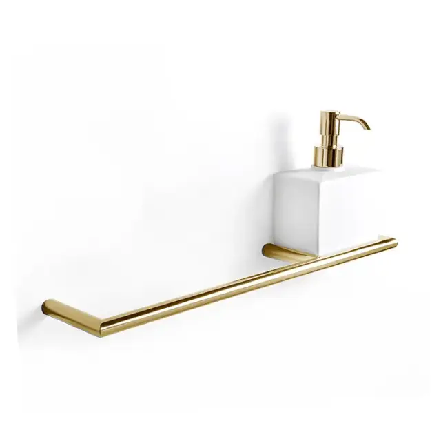 3SC Guy Полотенцедержатель и мыльница, 40см., справа, подвесная, композит Solid Surface, цвет: белый матовый/золото 24к. Lucido