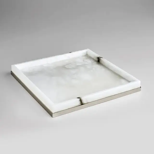 3SC Baster Round Лоток 25.5х2.5х25.5 см., настольный, цвет: алебастр/никель сатинированный матовый