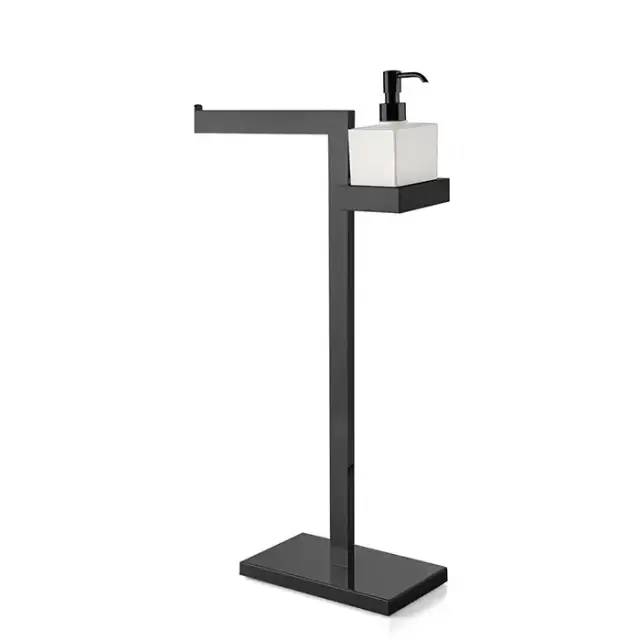 3SC SK Напольная стойка 63см, с полотенцедержателем и дозатором для жидкого мыла, цвет: черный матовый